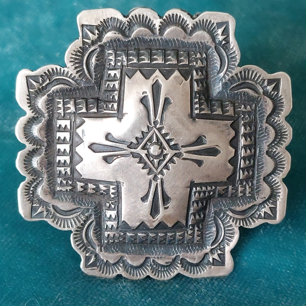 Vincent Platero Navajo Large Sterling Silver Cross Ring